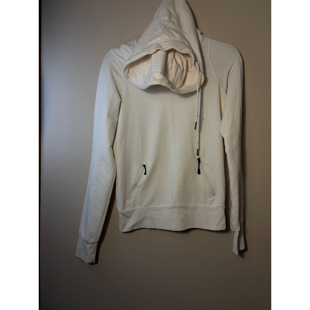 Nike Fit Dry Hoodie Cream Off White Funnel Neck Zip Pocket 342843-111 Womens S
